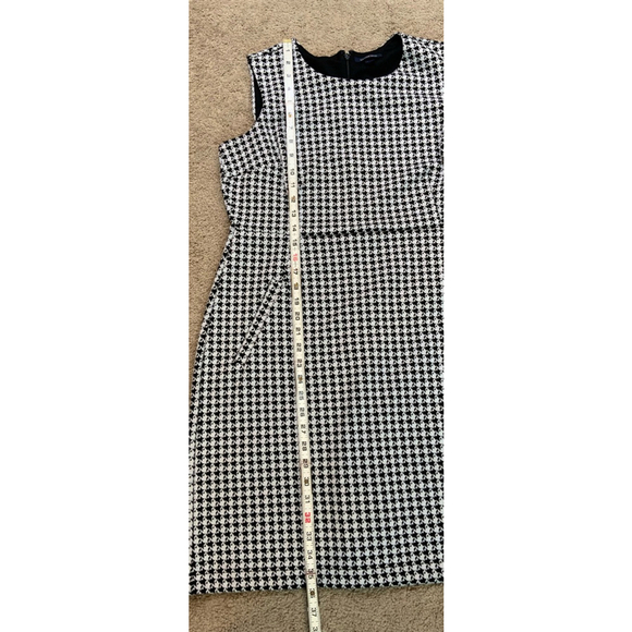 Lands' End Midi Dress 14P Black White Houndstooth Pattern Round Neck Minimalist - Picture 9 of 16